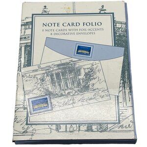 Ensemble note card folio 8 note cards 8 envelopes 2000 white blue gray READ